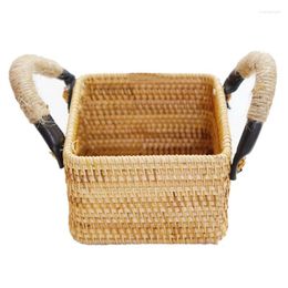 Plates Big Deal Handwoven Rattan Storage Tray With Handle Round Wicker Basket Bread Plate Fruit Cake Platter Dinner Serving