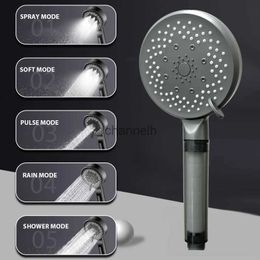 Bathroom Shower Heads 5 Modes Large Panel Water Saving Head Adjustable High Pressure Massage With Filter For YQ240228