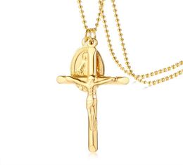 Virgin Mary Necklace in Stainless Steel Gold Medallion Necklace Religious Miraculous Jewelry3802238