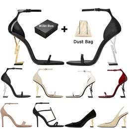 With Box Sandals High Heels Luxurvs Designer shoes heels Paris Dress Classics Women 10cm8cm Heels Black Golden Gold Wedding Bottoms Size 35-41