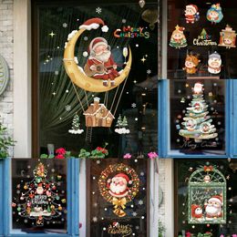 New Santa Claus Snowman Self-Adhesive DIY Home Window Glass Decoration Sticker New Year Christmas Supplies 2024