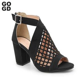 Dress Shoes GOGD Fashion Women Sandals Newest Summer Shoes Platform 2023 High Heels Casual Mesh Cutot Open Toe Elegant Style Big Size 43H24228