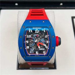 Richardmill Mens Luxury Watches Mechanical Watch Chronograph Swiss Made Richardmill Watch Mens Series RM030 Blue Ceramic Side Red Paris Limited dial 427 50mm compl
