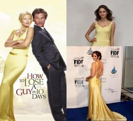Kate Hudson Yellow Gold Celebrity Evening Dresses in How to Lose a Guy in 10 Days In Movies Celebrity Party Gowns7232490