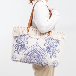 Evening Bags Design Canvas Shoulder Bag Women Printed Bohemian Ethnic Style Tote Large Capacity Handbag