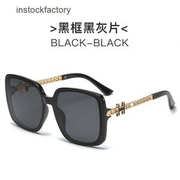 Original 1to1 New style H-style large frame Personalised rivet fashion sunglasses chain leg street shot face covering Sunglasses 4GAW