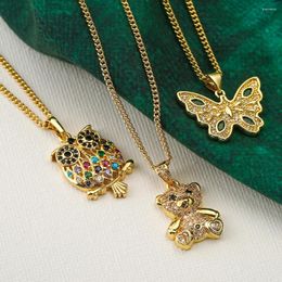 Pendant Necklaces Mafisar Lovely Copper Gold Plated Zircon Butterfly Bear Owl Necklace Girls Fashion Delicate High Quality Party Jewellery