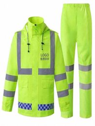 men039s Jackets Hi Vis Rain Jacket And Pants For Men Waterproof Rainsuit Set High Viz Visibility Gear Windproof Reflective Rain1580325