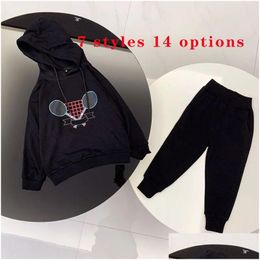Clothing Sets New Fashion Kids Clothing Sets Sweater Two-Piece Suit Baby Boy Girl Hoodie Suits Child Sweatshirt Sweatpants 7 Styles 14 Ot6Bi