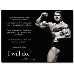 NICOLESHENTING Arnold Schwarzenegger Motivational Quote Art Silk Poster 13x18 24x32inch Bodybuilding Wall Picture Gym Room Decor2179226