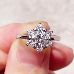 Cluster Rings Flower Design Moissanite 1 Resizable Adjustable Diamond Custom Name S925 Silver Wedding Band