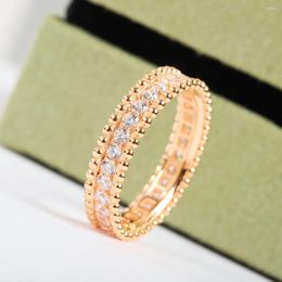 Cluster Rings Fashion Top Quality Rose Gold Silver Full Diamond Ring Women Luxury Jewellery Couples Accessories Trend 2024