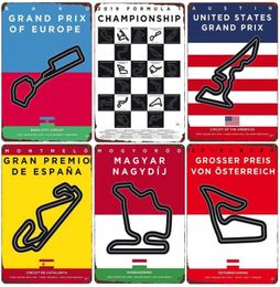 Racing Track Vintage Metal Tin Sign Bar Cafe Club Room Wall Decoration Grand Prix Circuit Art Poster F1 Competition Sticker N4216063845