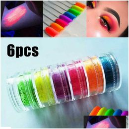 Eye Shadow 6 Colours Neon Powder Matte Eyeshadow Sequins Easy To Colour Long-Lasting Shimmer And Shimmering Makeup Tslm1 Drop Delivery Dhd4Y