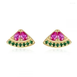 Stud Earrings TIANDE Gold Plated Watermelon For Women Exquisite Zircon Piercing Fruit 2024 Fashion Jewellery Wholesale