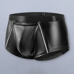Men's Shorts Men Breathable Panties Underwear Double Zipper Sexy Mid-rise With Bulge Pouch Smooth For A
