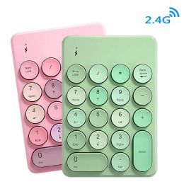 Keyboards Wireless Number Pad 2.4GHz Wireless Numeric Keypad Retro Style Round Keycaps 18 Keys Portable Number Keyboard with USB Receiver