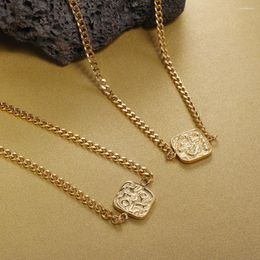 Necklace Earrings Set Jewellery Unique Design Square Pendant For Women Man Trend Gold Plated Stainless Steel Bracelet