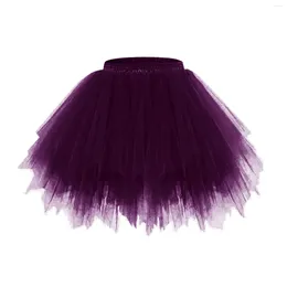 Skirts Candy Colour Multicolor Tulle Skirt Elegant Pleated Tutu Womens Vintage Lolita Petticoat Faldas Mujer Saia Jupe