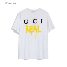 Advanced Version Italy Fashion GG Men's T-shirt Tops Summer Female GG Letter Printing Luxury Brands Shirt Men and Women Highs Quality QUCCI Casual Cotton Tees 9785 572