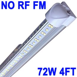 4 Ft Integrated LED Tube Light 72W T8 V Shaped 48" Four Row 72000 Lumens NO-RF RM (300W Fluorescent Equivalent) Clear Cover 6500K 8FT LED Shop Lights Barn crestech