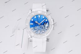 2024 new Crystal watch Made of PMMA crystal Top 3135 blue hair spring movement rubber strap imported from Thailand on the market ice blue luminous