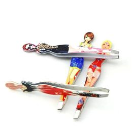 Eyebrow Tools & Stencils Wholesale Fashion Girl Cartoon Professional Eyebrow Tweezers Beauty Care Oblique Cosmetic Clip Printed Makeup Dhael