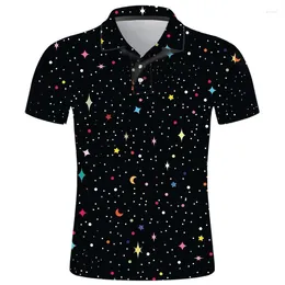 Men's Polos Polo Homme Starry Sky Fashion Streetwear Men Shirts Casual Ropa De Hombre Harajuku Cool 3D Printed Short Sleeve Tops