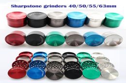 Real Colorful SharpStone Herb Grinder Zinc Alloy Smoking Flat and Concave Grinders Tobacco 40 50 55 63mm 4 Layers Spice Grinder4421953