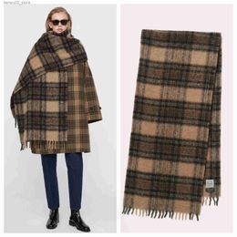 Scarves Winter Cashmere Totem* Beige Check Plaid Scarf Wool Woven Men Shawl Fashion Luxury Women Pashmina Wrap Free Shipping Q240228