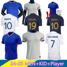 24/25 Euro Kupa Fransız Ev Forması Mbappe Futbol Formaları Dembele Coman Saliba Kante Maillot De Foot Equipe Maillots Griezmann Çocuk Erkek Kadın Fanlar Oyuncu Futbol Gömlek