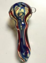 New Arrival Colourful Strip Glass Smoking Pipe Spoon Handcrafted Bubblers Pipes 4 inch For Bongs Dab Rigs Tobacco ZZ