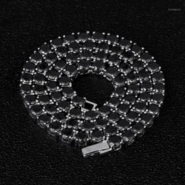 DNSCHIC Iced Out Tennis Necklace 5mm White Gold Chain Line with Black CZ for Men Women Hip Hop Jewellery Rapper Street Fashion1242C