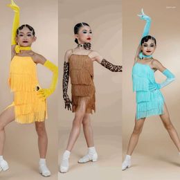 Stage Wear Sleeveless Full Fringed Dress Girls Latin Dance Competition Dresses Child Samba Chacha Salsa Performance SL9803