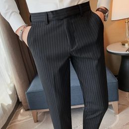 Mens black striped formal clothing set pants mens wedding dress Trousers high-quality mens business casual set pants 240228