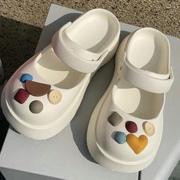 Slippers Women Beach Sandals Casual Summer Cute Korean Shoes Thick Bottom Eva Platform Round Head Baotou Slides