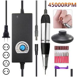 Nail Drill Accessories Portable 45000 Rpm 45W Electric Hine Manicure Pedicure Strong Eqiupment Art File Tools Set Drop Delivery He Dh65Z