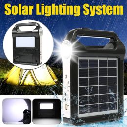 Solar Portable Rechargeable Solar Panel Power 6V Storage Generator System USB Charger With Lamp Lighting Home Solar Energy System