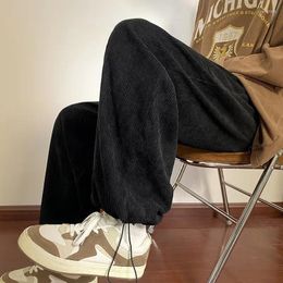 Men's Pants -Youth Baggy Harajuku Corduroy Mens Thicken Korean Fashions Joggers Casual Chic Wide Leg Trouser Harem