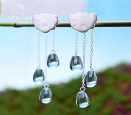 Lotus Fun Real 925 Sterling Silver Natural Crystal Gems Fine Jewelry Ethnic Cloud Long Tassel Drop Earrings for Women Brincos 22018277784