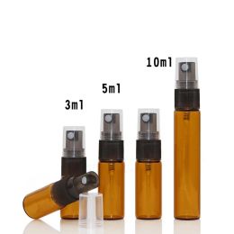 Bottle 50pcs Amber Glass Perfume Spray Bottle with Black Press Spray Pump Perfume Sample Travel Fill 3ml 5ml 10ml