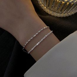 Charm Bracelets Sparkling Double Layer Chain Bracelet&Bangle For Women Elegant Party Wedding Jewellery Gift Pulseras Sl381