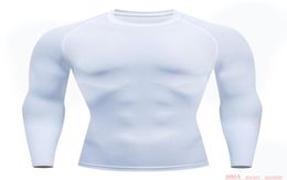 Casual Fitness Tshirt White Men039s Top long sleeve Compression Tight rash guard male MMA Winter Workout Warm Base layer Joggi2522127