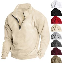 Men's Hoodies High Collar Half Zipper Sweatshirt Autumn Winter Solid Men Tops Casual Pullover Long Sleeve Fleece Hoodie Streetwear