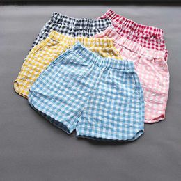 Shorts Sweet Girls Plaid Shorts Summer Korean Boy Girl Cotton Split Short Pants Casual Fashionable Kids Hot Pants Childrens Clothes