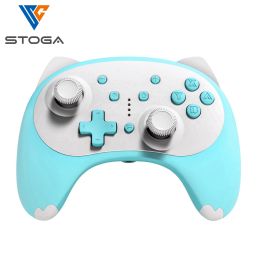 Gamepads Stoga Wiireless Bluetooth Auto Turbo Wake Up Gamepad PC Cartoon Kitty 6axis Gyroscop Controller For Nintendo Switch