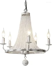 Chandeliers Indoor Chandelier Shabby Chic White Creative Retro Crystal Hanging Light Beads And Sparkling
