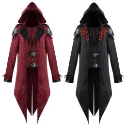 QNPQYX Assassin Cosplay Mediaeval Retro Men's Street Costume Hooded Tuxedo Jacket Edward Assassin's Creed Halloween Costume