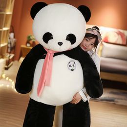 2024 80/100cm Lovely Panda with Scarf Plush Toy Giant Animal Treasure Panda Stuffed Dolls Soft Sleep Pillow For Children Present