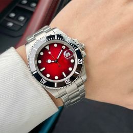 Rote Herren-Designeruhr, Saphirspiegel, 41 mm, automatisches mechanisches 8215-Uhrwerk, nachtleuchtendes Edelstahlarmband, Business-Armbanduhr, mehrere Farben